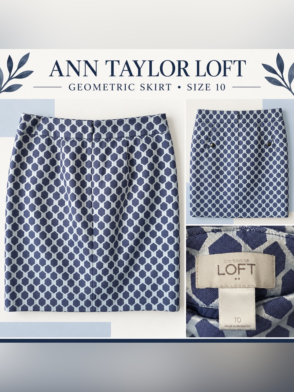 Ann Taylor LOFT Honeycomb Geometric Skirt 10